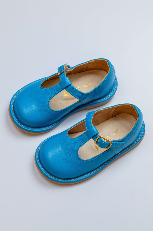 Sapato Infantil Ananás George Couro Azul Hortência