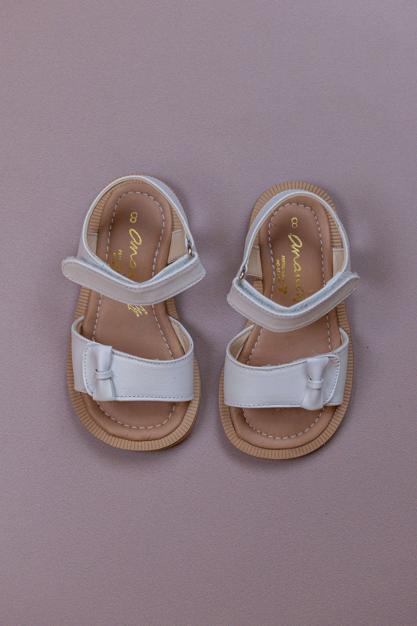 Sandália Infantil Ananás Dani Bow Couro Branco