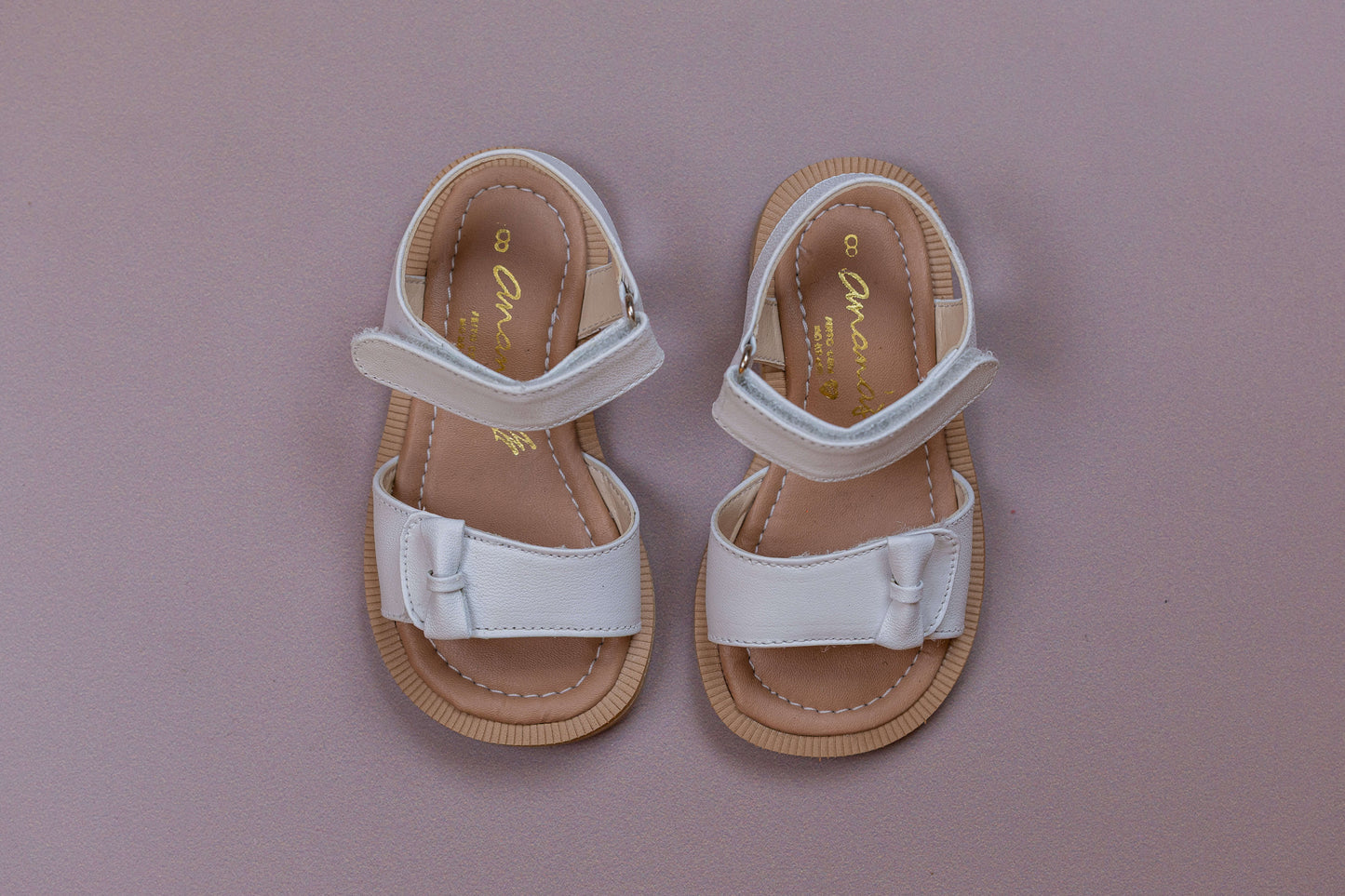 Sandália Infantil Ananás Dani Bow Couro Branco