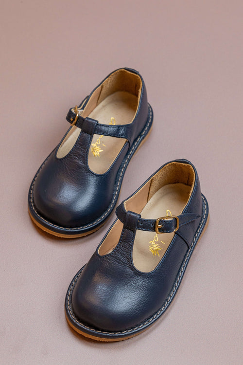 Sapato Infantil Ananás George Couro Azul Marinho | Atacado