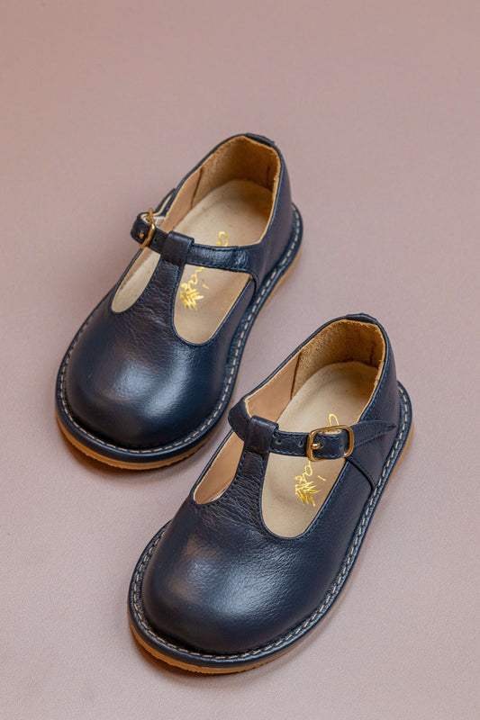 Sapato Infantil Ananás George Couro Azul Marinho