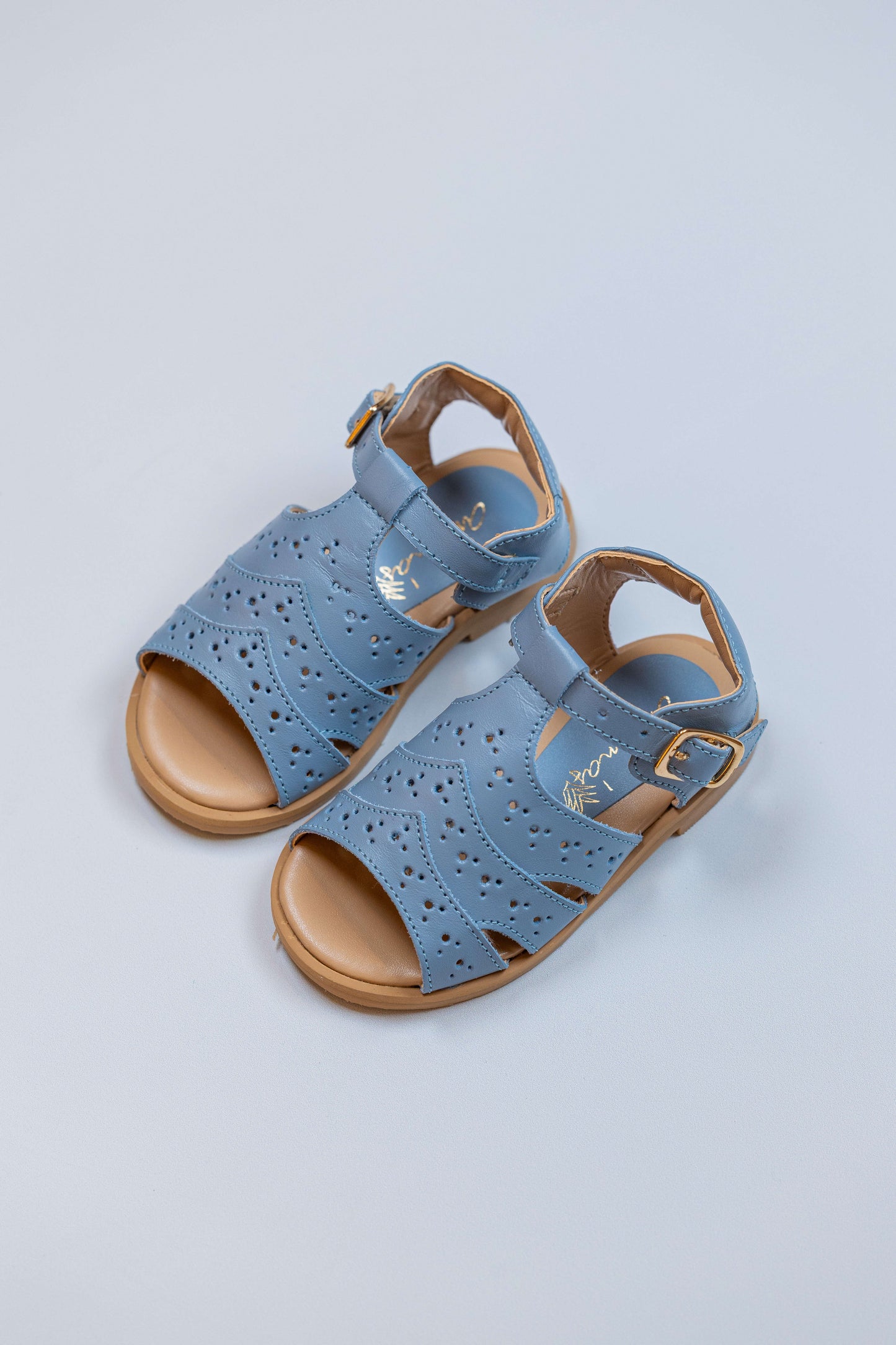 Sandália  Infantil Ananás Olympia Couro Azul Bebê