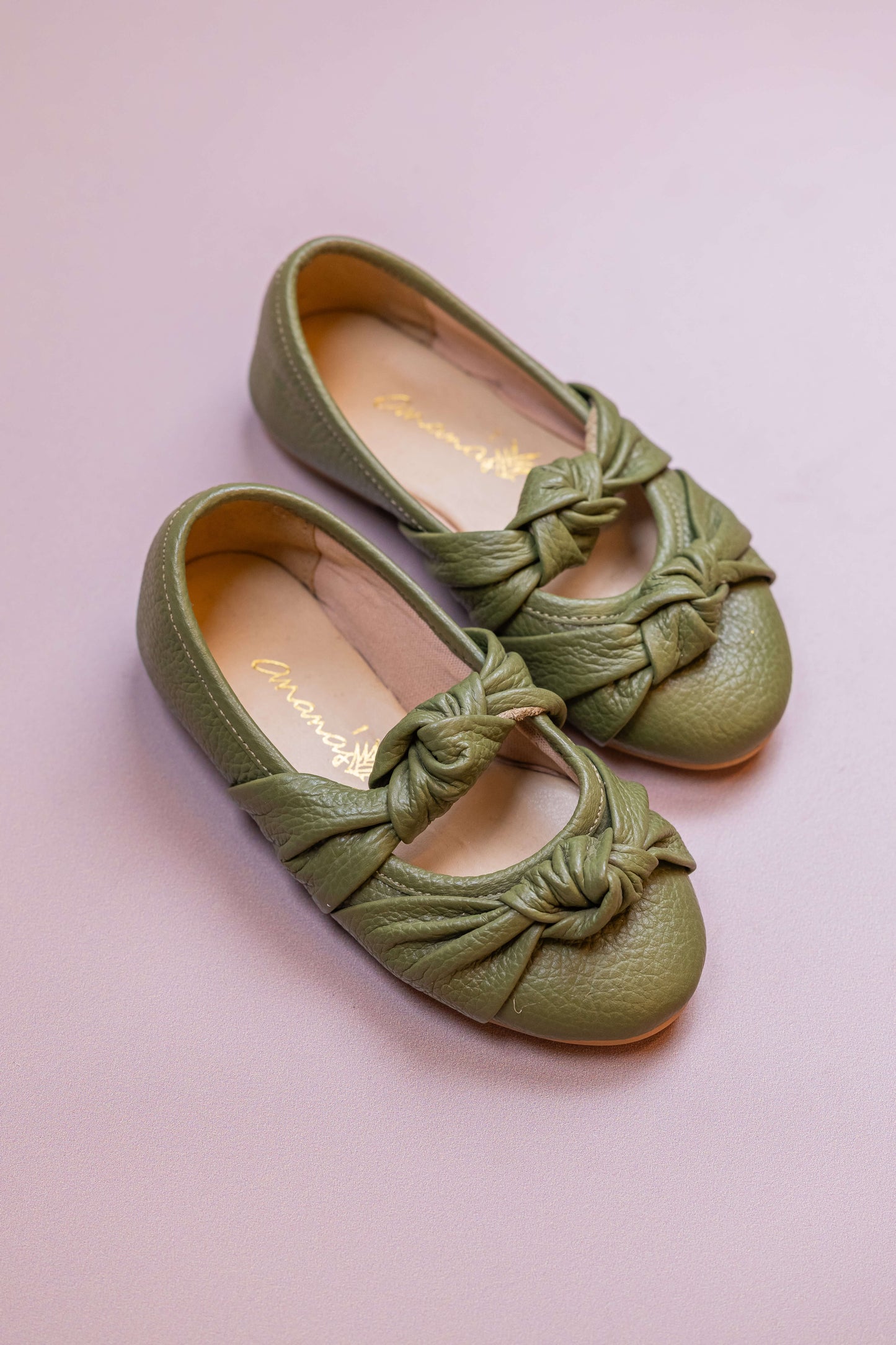Sapatilha Infantil Ananás Bailarina Galina Couro Verde