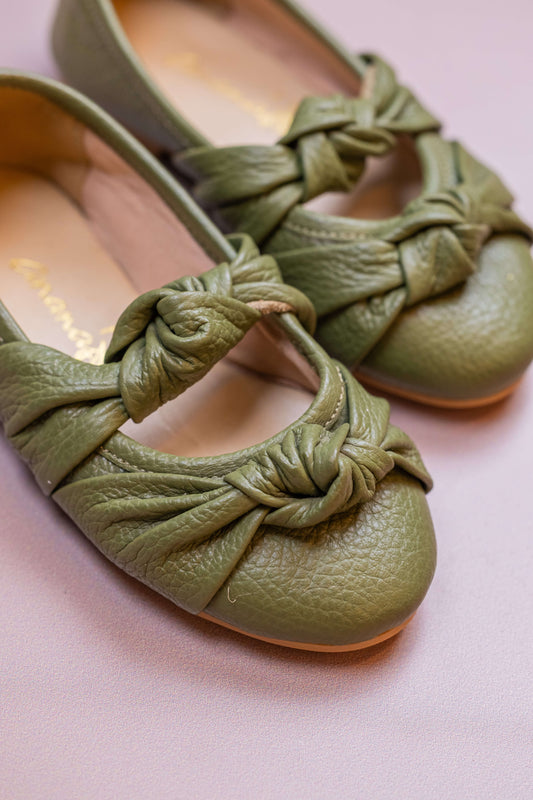 Sapatilha Infantil Ananás Bailarina Galina Couro Verde