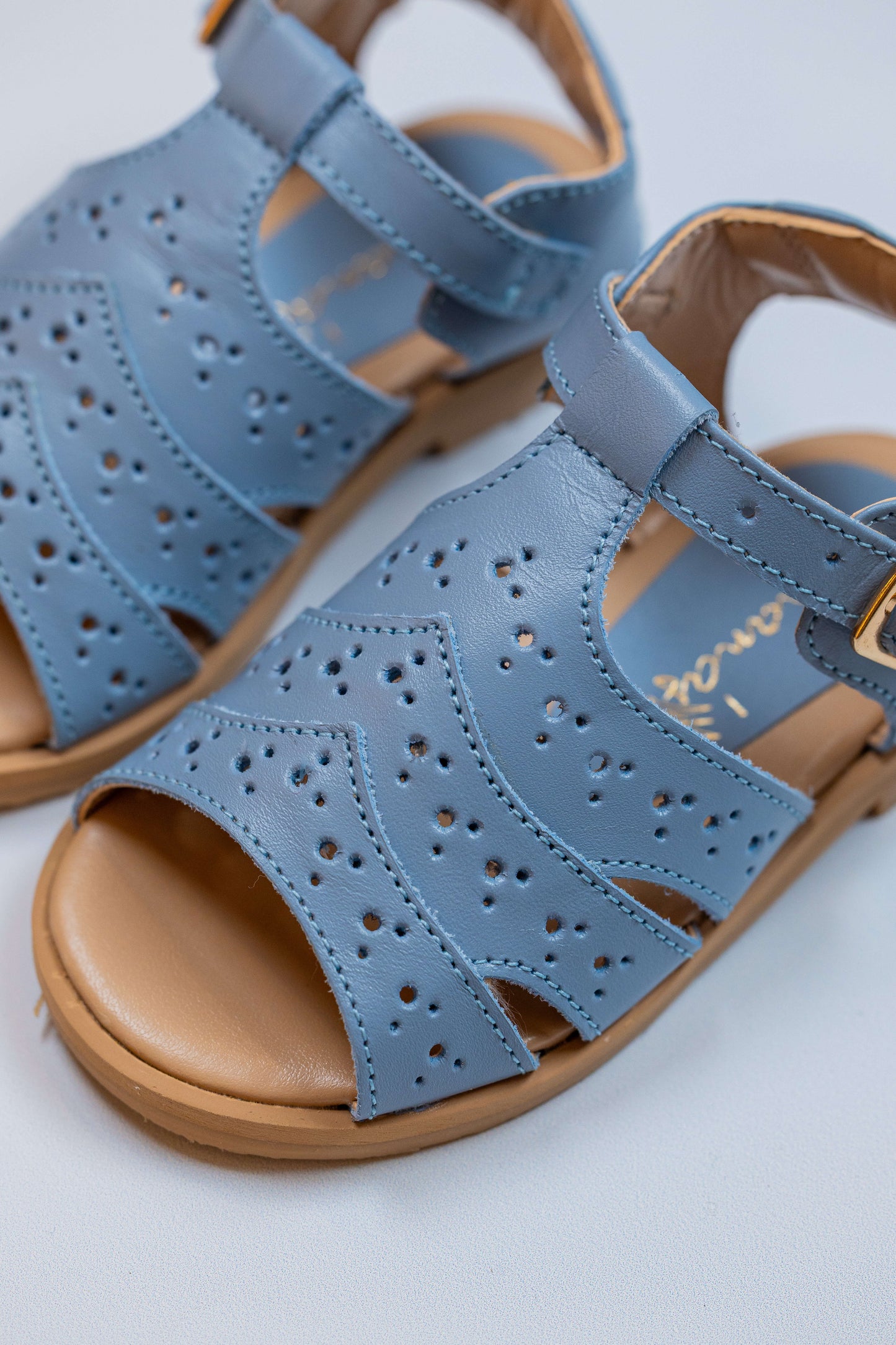 Sandália  Infantil Ananás Olympia Couro Azul Bebê
