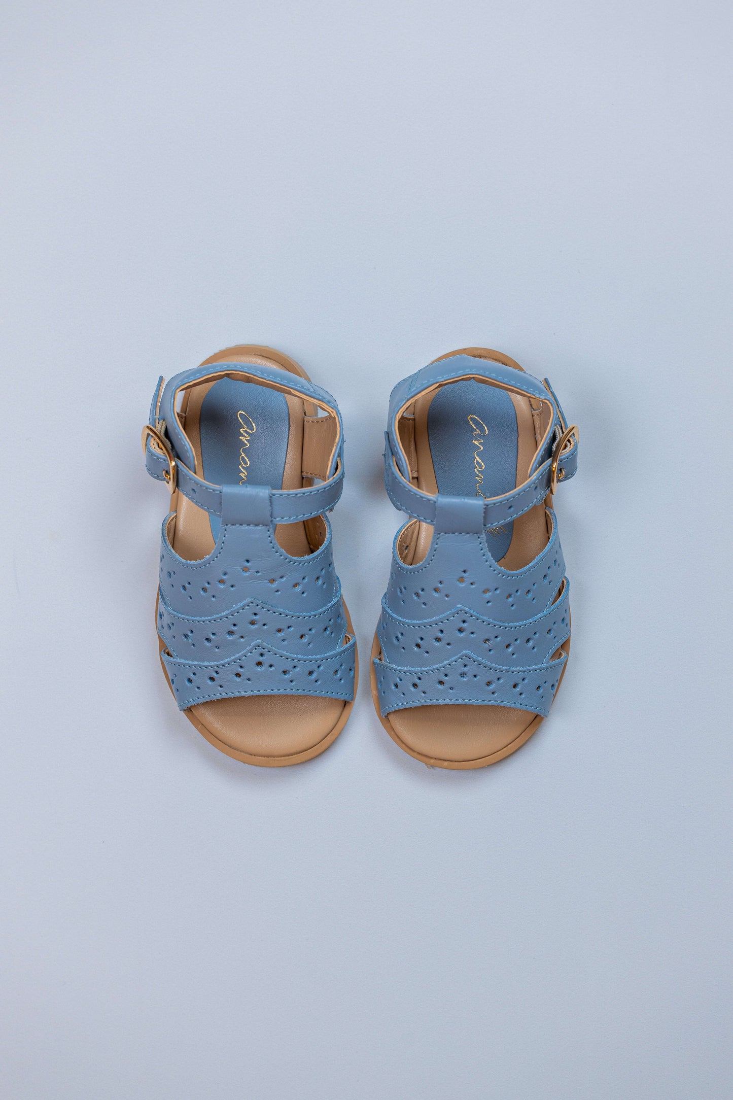 Sandália  Infantil Ananás Olympia Couro Azul Bebê
