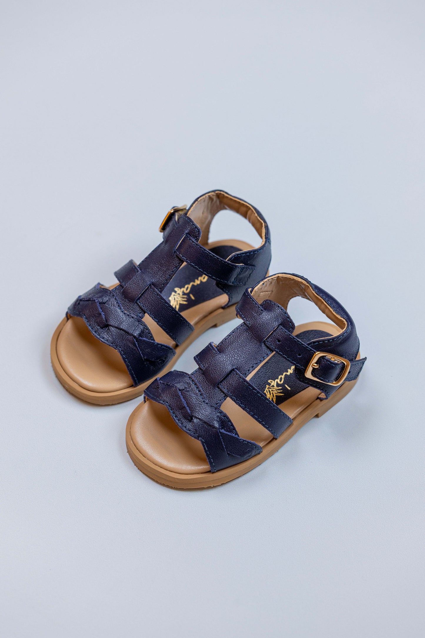 Sandália  Infantil Ananás Cora Couro Azul Marinho