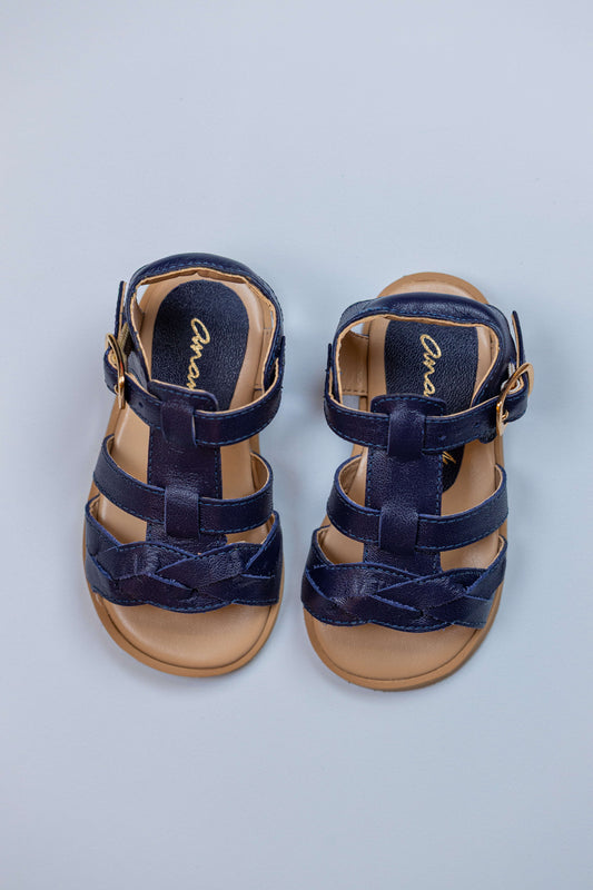 Sandália  Infantil Ananás Cora Couro Azul Marinho