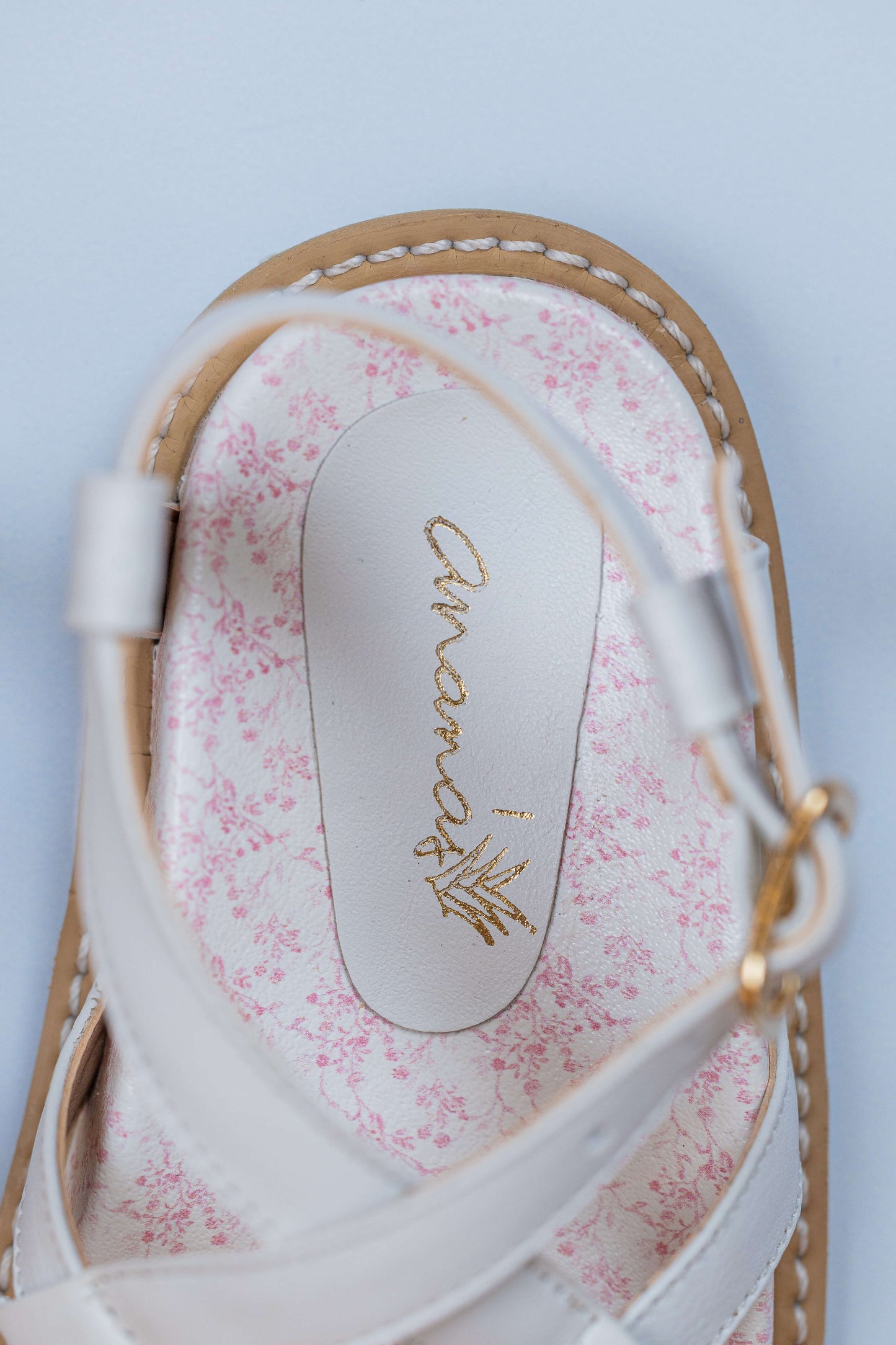 Papete Infantil Ananás Rosa Couro Branco