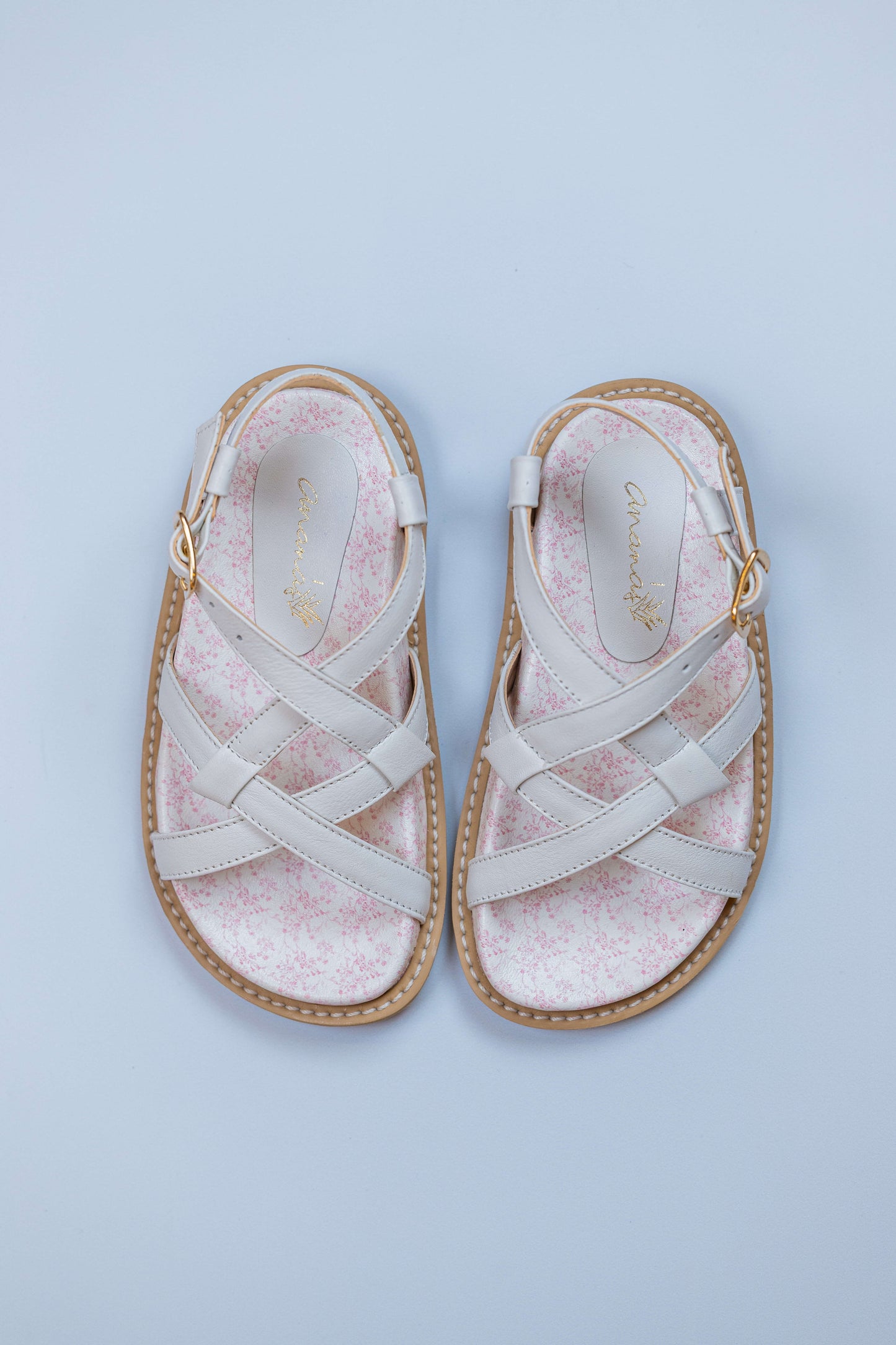 Papete Infantil Ananás Rosa Couro Branco