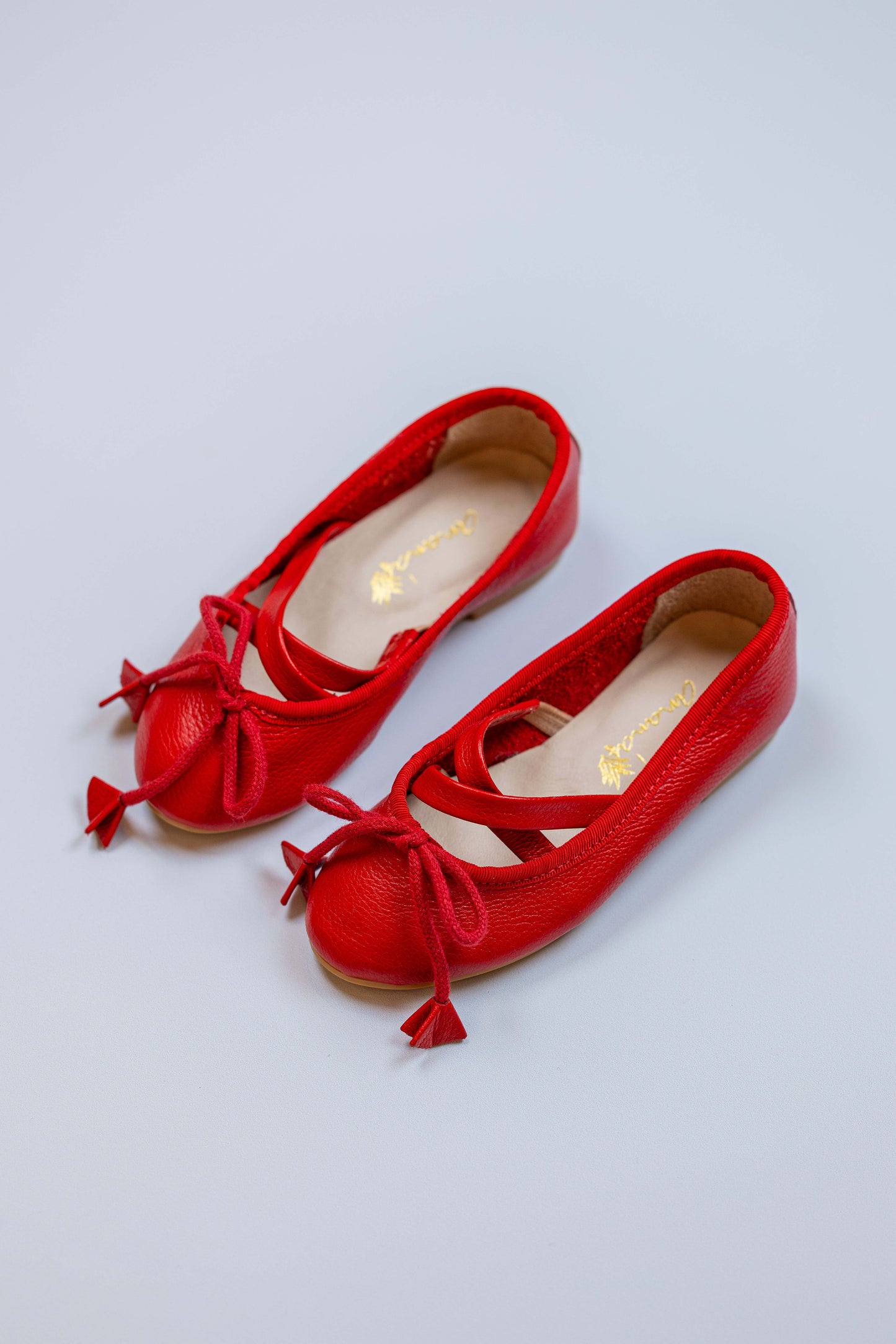 Sapatilha Infantil Ananás Bailarina Anna Couro Vermelho