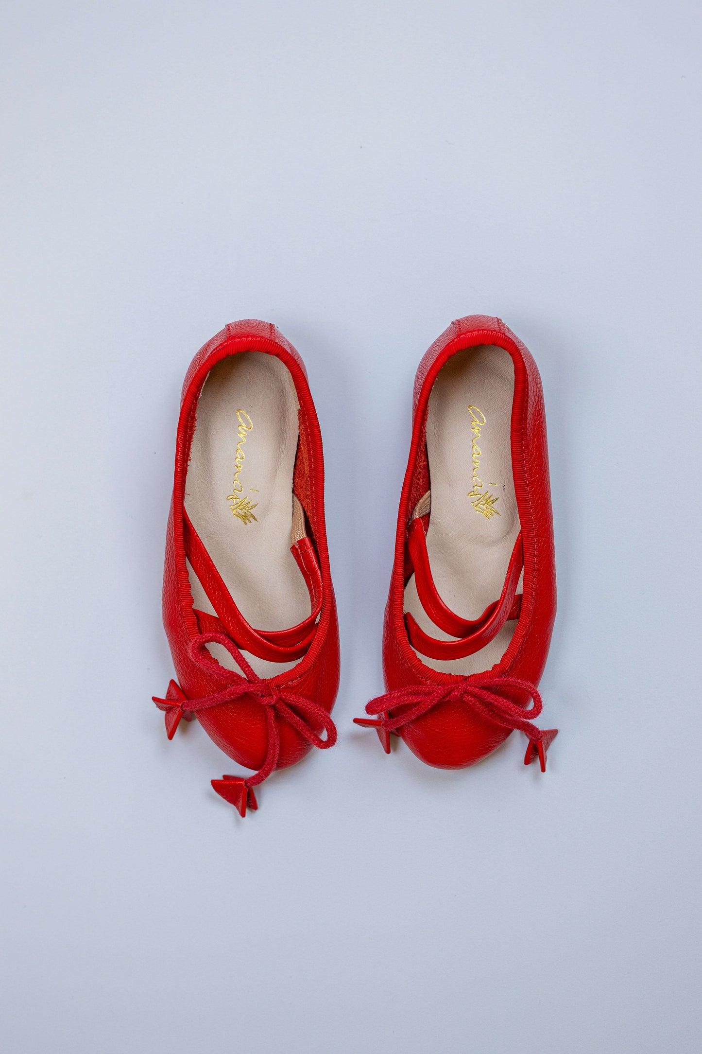 Sapatilha Infantil Ananás Bailarina Anna Couro Vermelho