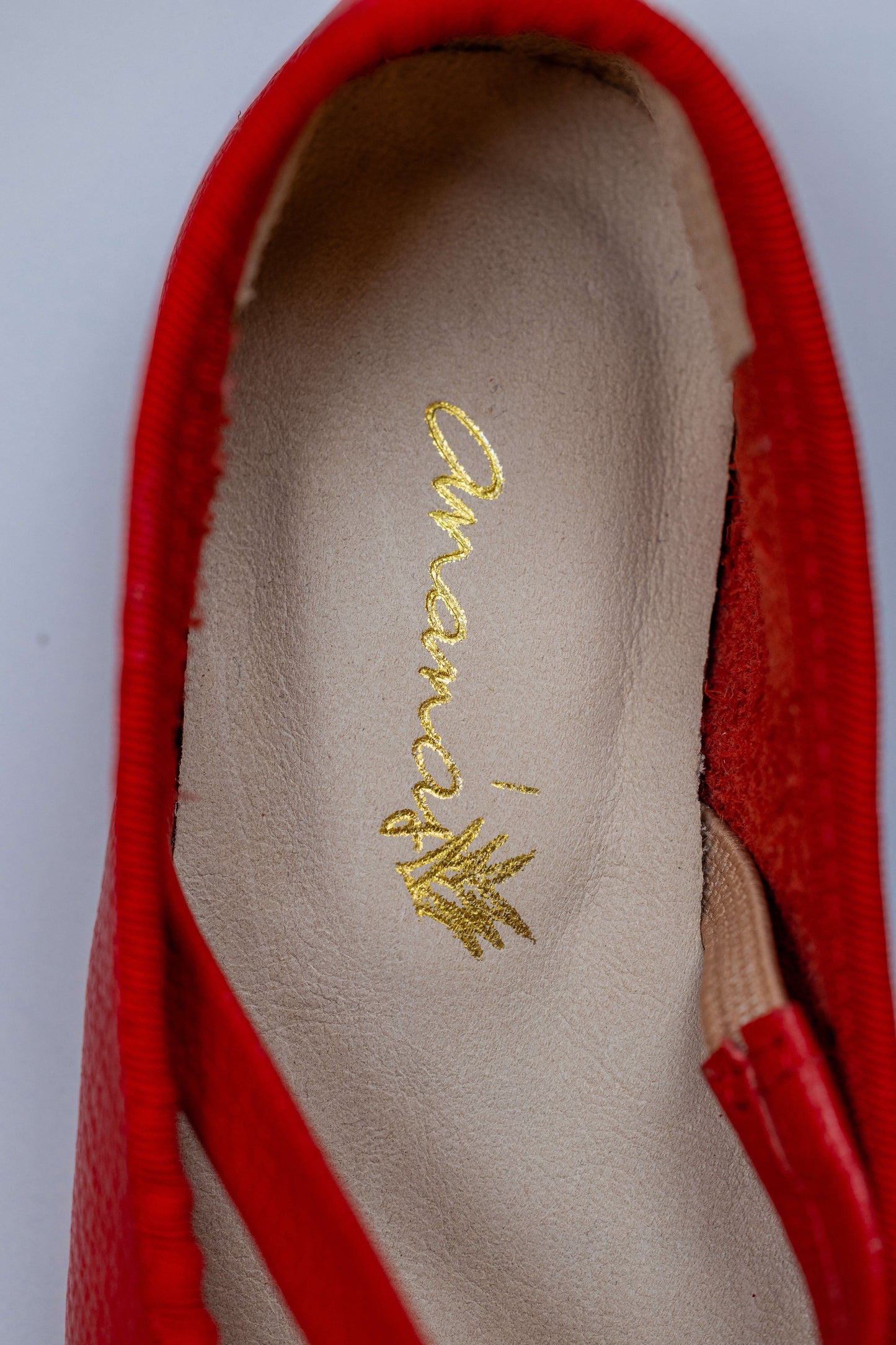 Sapatilha Infantil Ananás Bailarina Anna Couro Vermelho