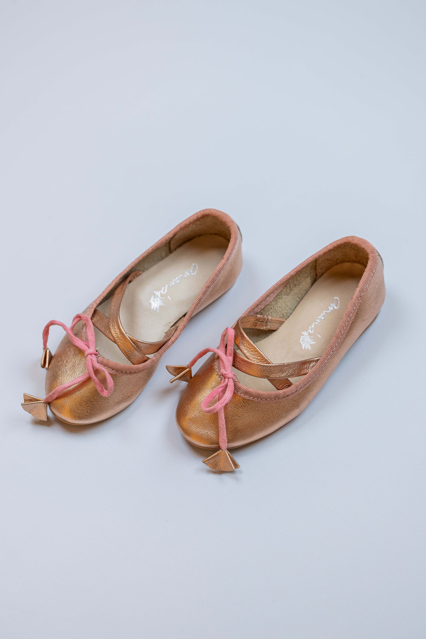 Sapatilha Infantil Ananás Bailarina Anna Couro Metalizado Rose