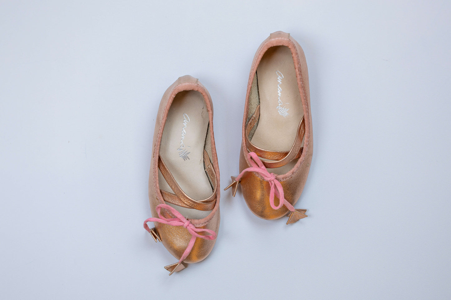 Sapatilha Infantil Ananás Bailarina Anna Couro Metalizado Rose