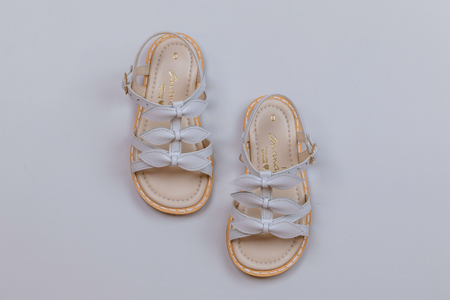 Sandália Infantil Ananás Sylvie Couro Branco