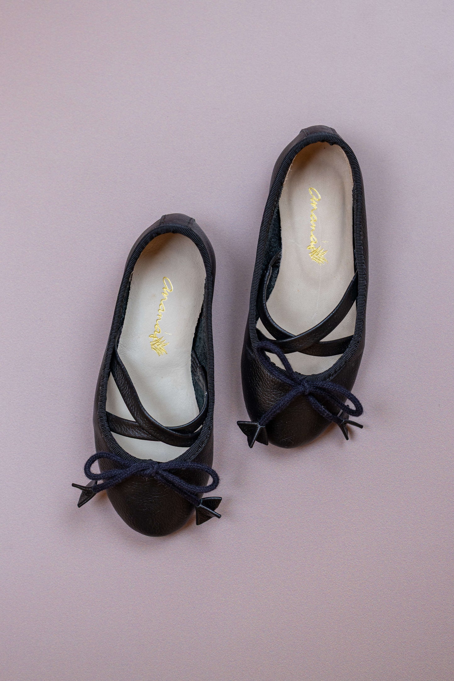 Sapatilha Infantil Ananás Bailarina Anna Couro Preto