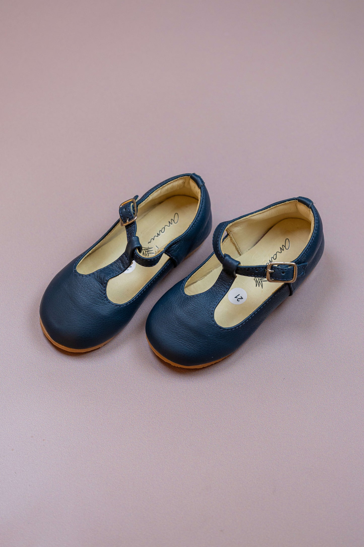 Sapatilha Infantil Ananás Bailarina Alina Couro Azul Marinho