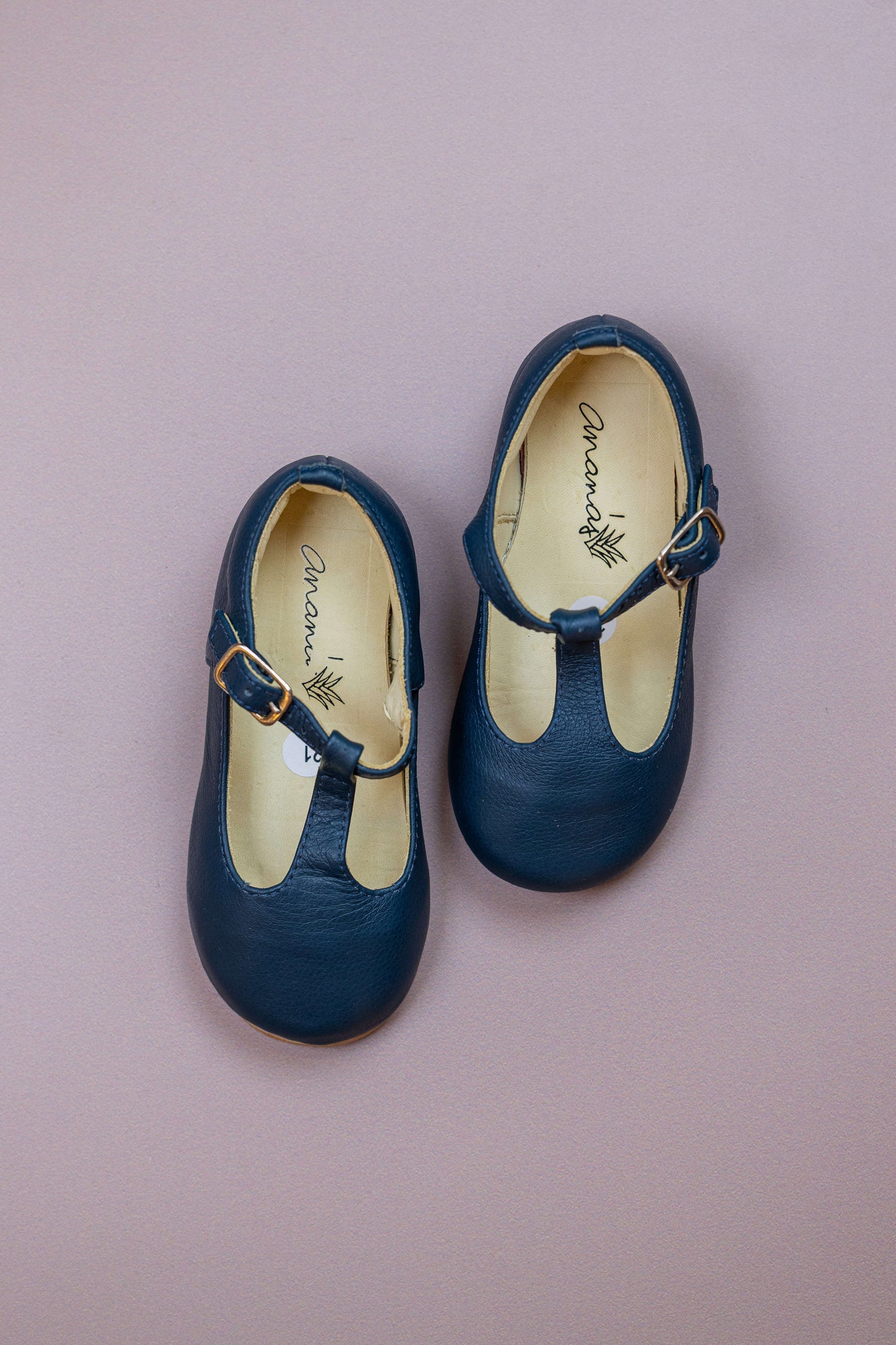 Sapatilha Infantil Ananás Bailarina Alina Couro Azul Marinho