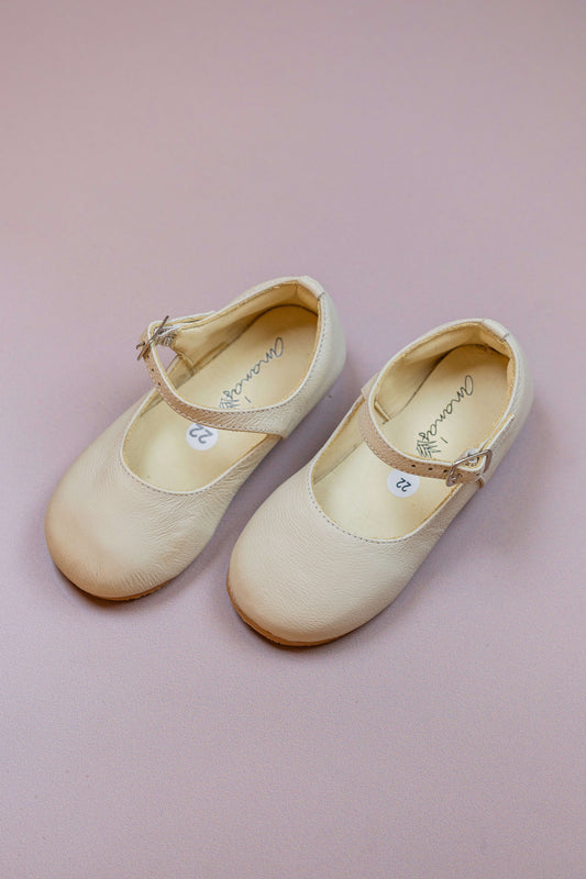 Sapatilha Infantil Ananás Bailarina Nina Couro Marfim