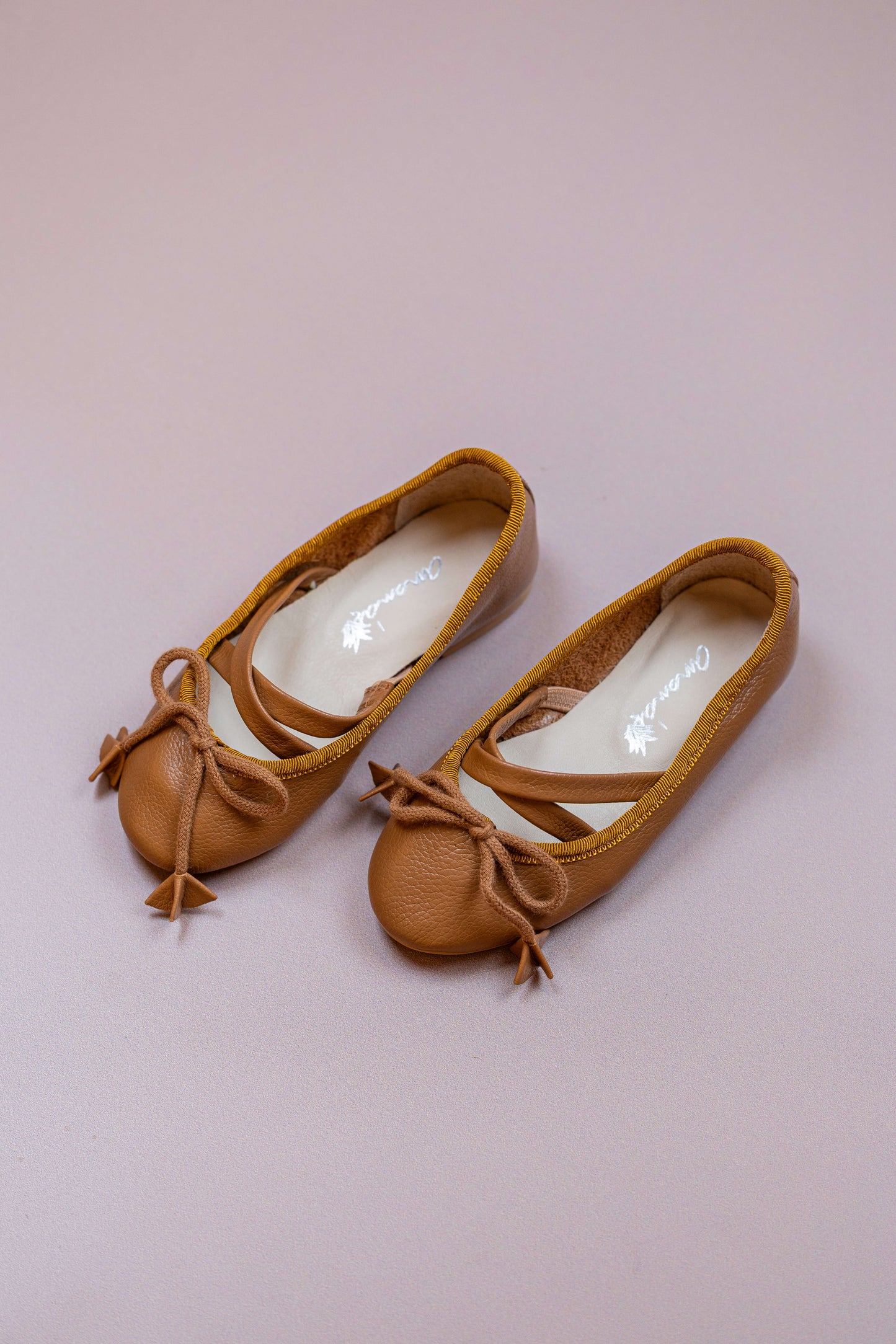 Sapatilha Infantil Ananás Bailarina Anna Couro Caramelo