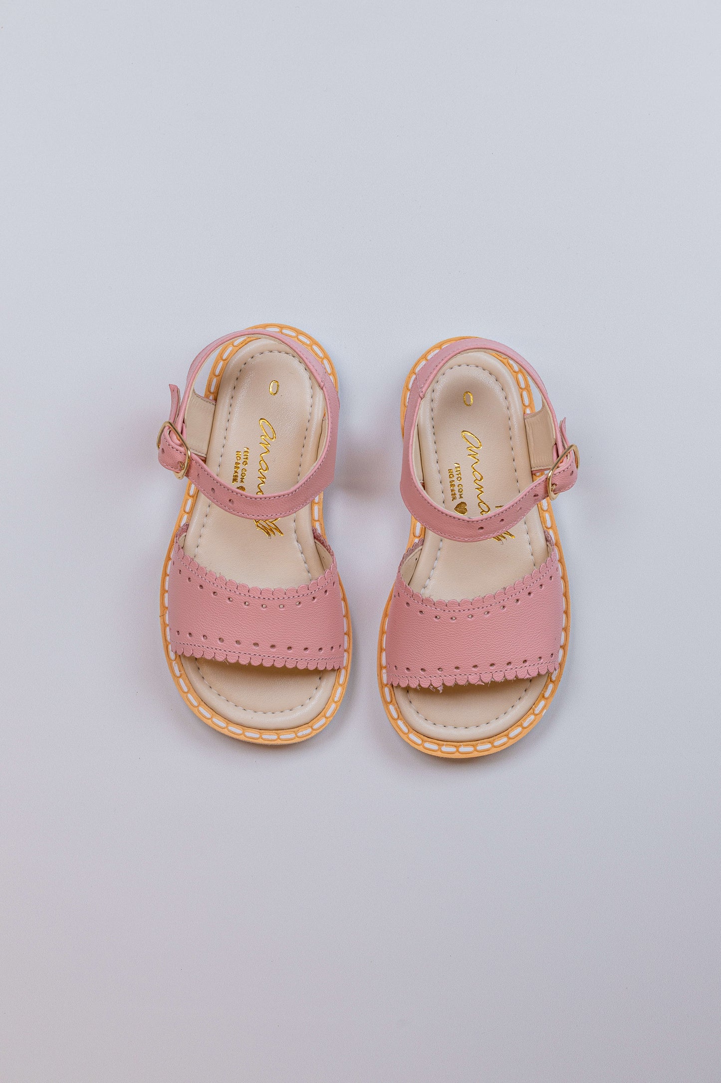 Sandália Infantil Ananás Fiorella Couro Rosa Bebê