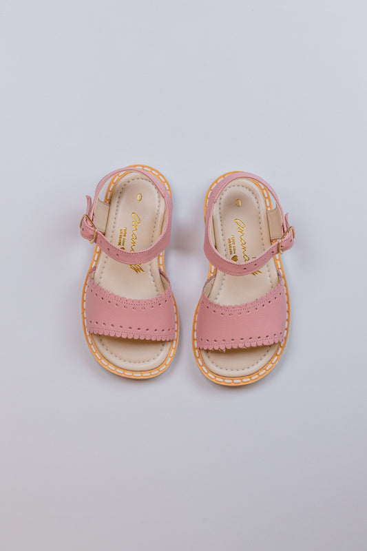Sandália Infantil Ananás Fiorella Couro Rosa Bebê