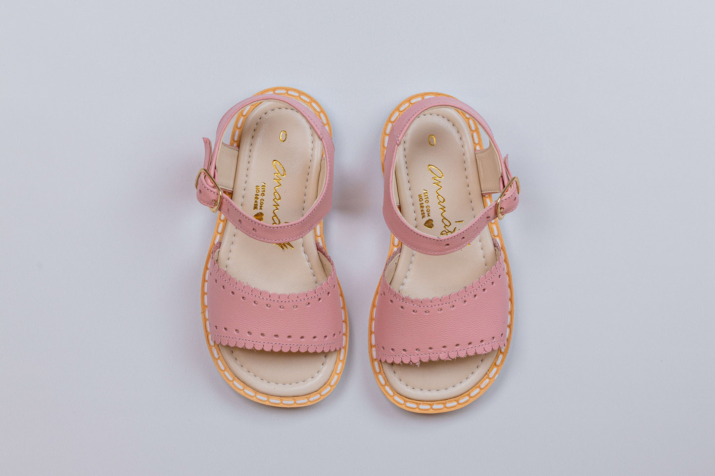 Sandália Infantil Ananás Fiorella Couro Rosa Bebê