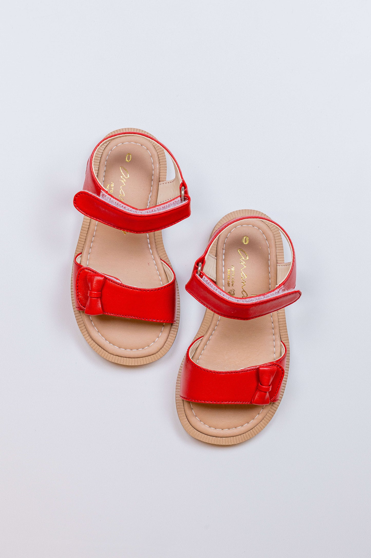 Sandália Infantil Ananás Dani Bow Couro Vermelho