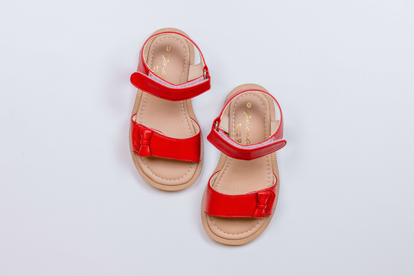 Sandália Infantil Ananás Dani Bow Couro Vermelho
