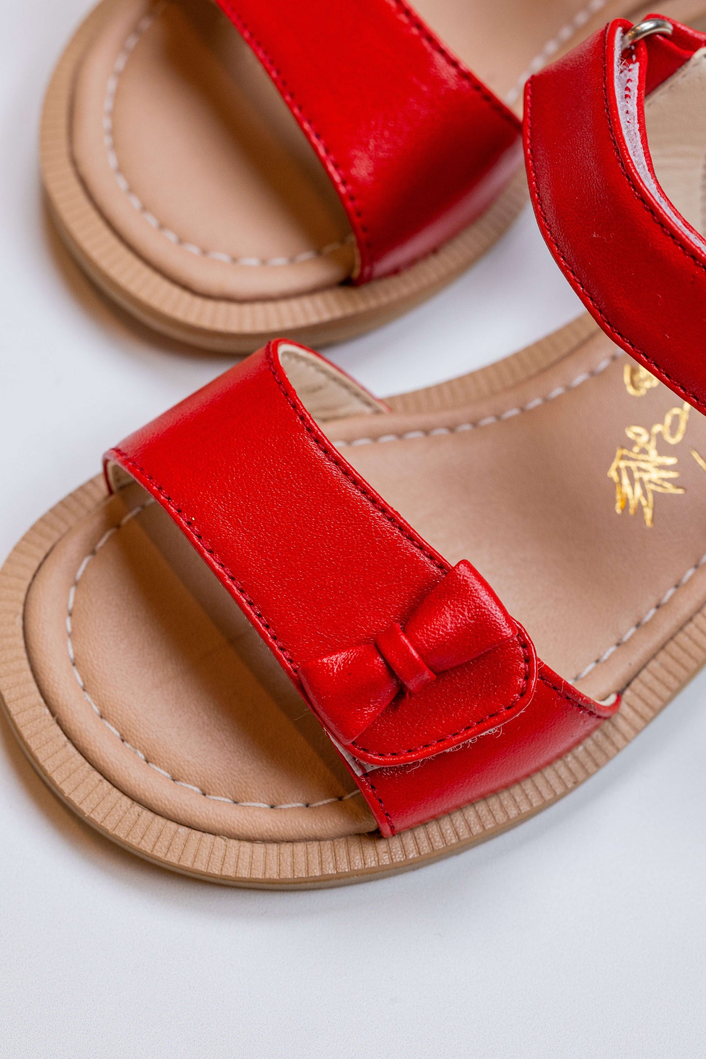 Sandália Infantil Ananás Dani Bow Couro Vermelho