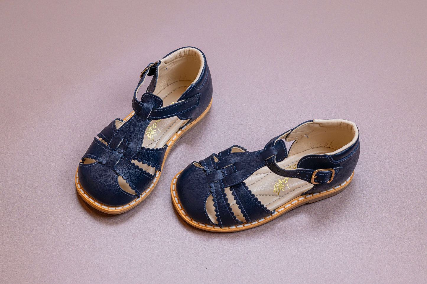 Sandália  Infantil Ananás Charlie Couro Azul Marinho