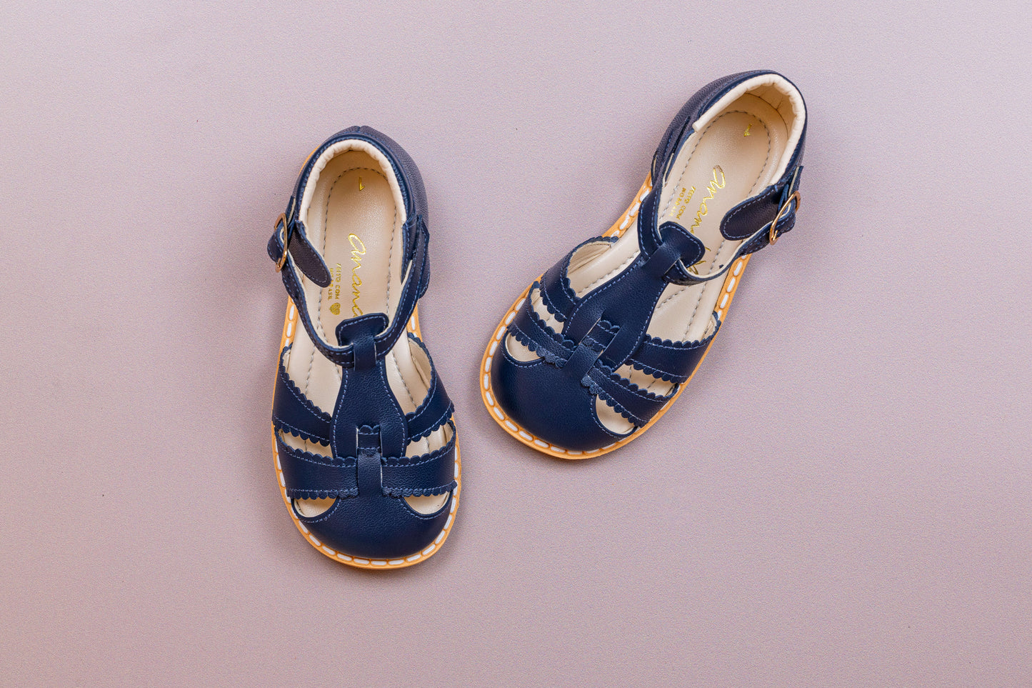 Sandália  Infantil Ananás Charlie Couro Azul Marinho