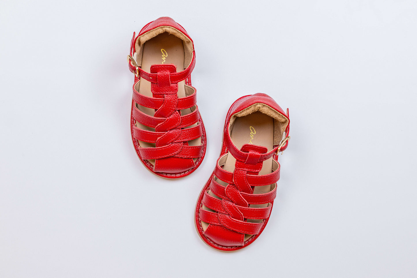 Sandália  Infantil Ananás Kira Couro Vermelho