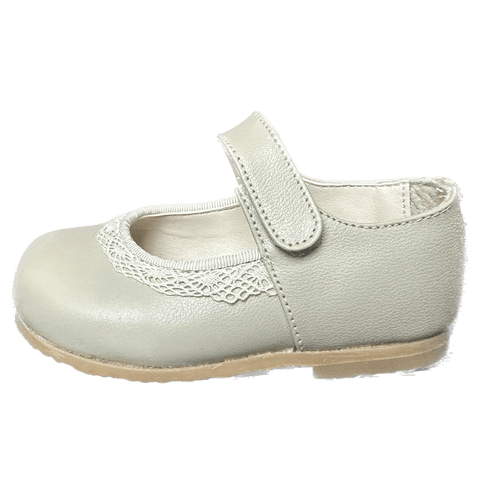 Sapato Infantil Ananás Mary Jane Lace Couro Marfim