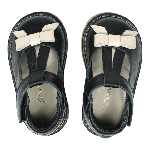 Sapato Infantil Ananás Chloé Couro Preto com Marfim