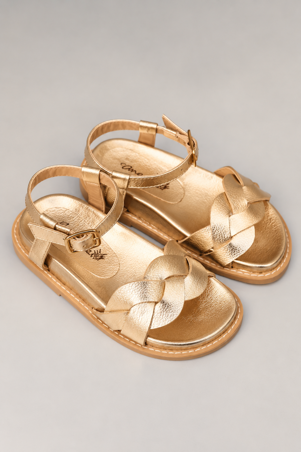 Papete Infantil Ananás Isabel Couro Metalizado Ouro