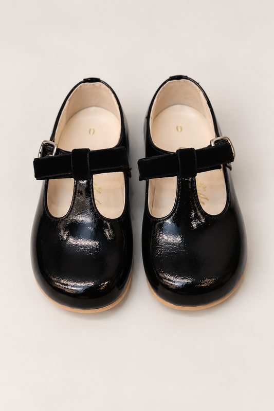 Sapato Infantil Ananas Clementine Couro Verniz Preto