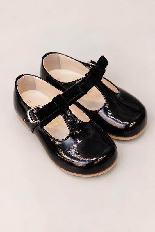 Sapato Infantil Ananas Clementine Couro Verniz Preto