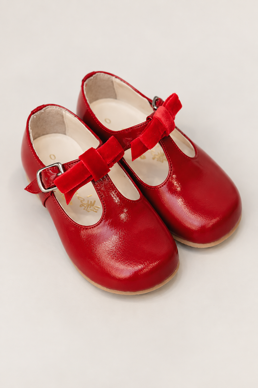 Sapato Infantil Ananas Clementine Couro Verniz Vermelho