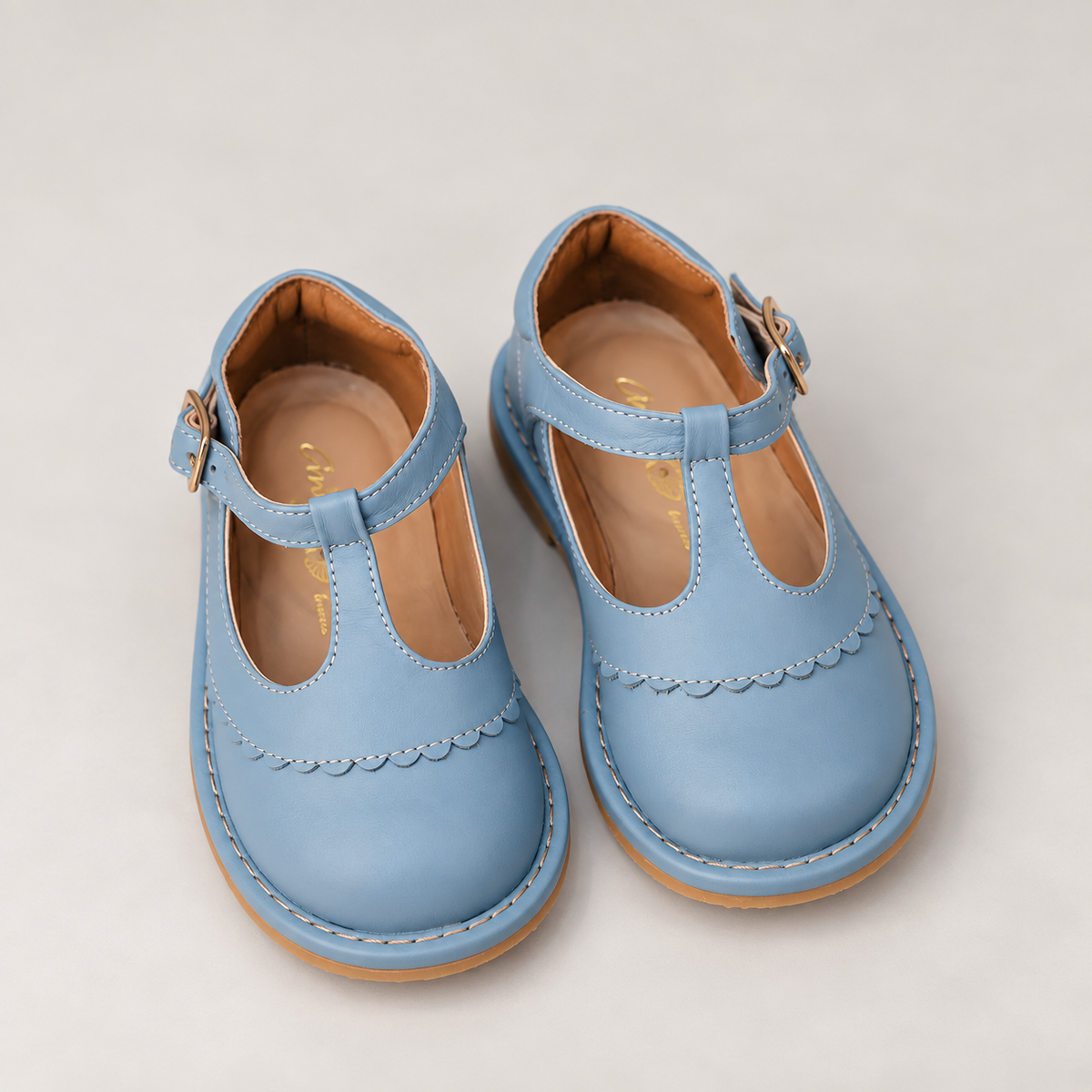Sapato Infantil Ananas Helena Couro Azul Bebe