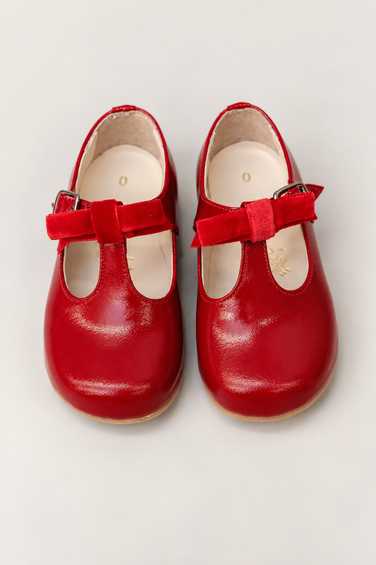 Sapato Infantil Ananas Clementine Couro Verniz Vermelho