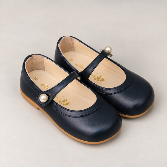 Sapato Infantil Ananas Cordelia Couro Azul Marinho