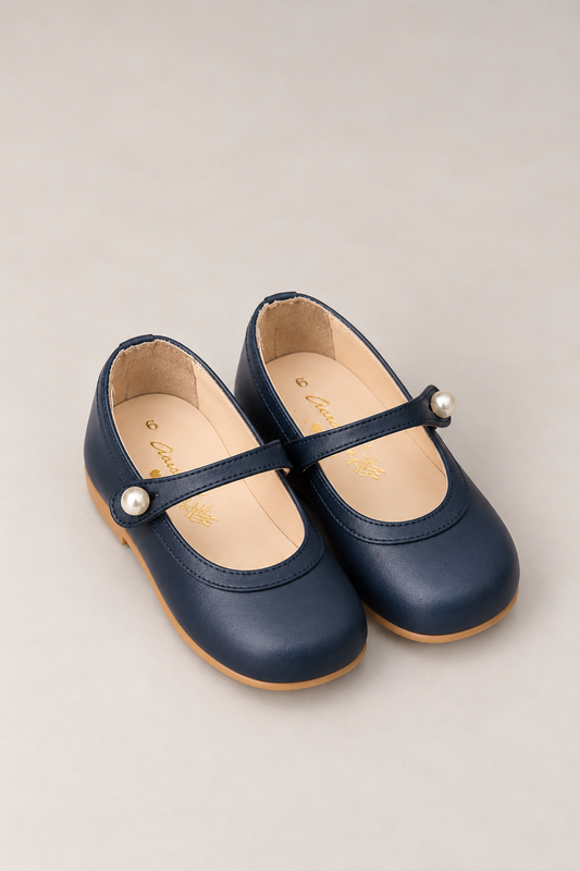 Sapato Infantil Ananas Cordelia Couro Azul Marinho